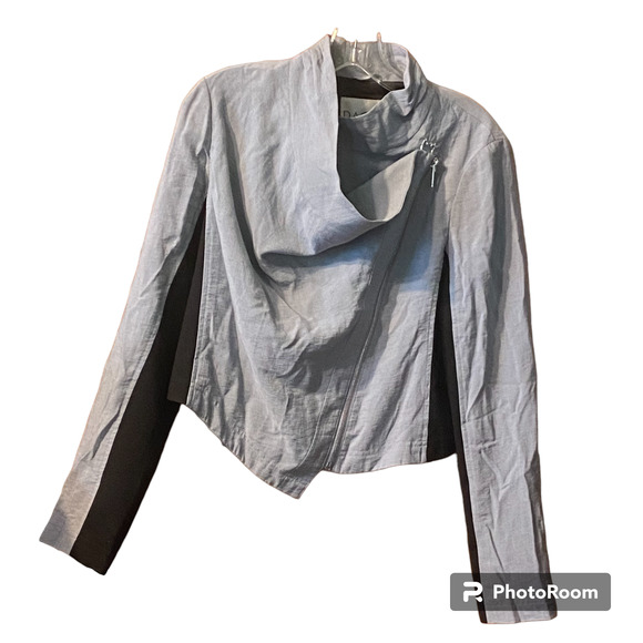 Rachel Roy Jacket Blazer M Combo Asymmetrical Vegan Suede Moto Style Biker - Picture 5 of 7